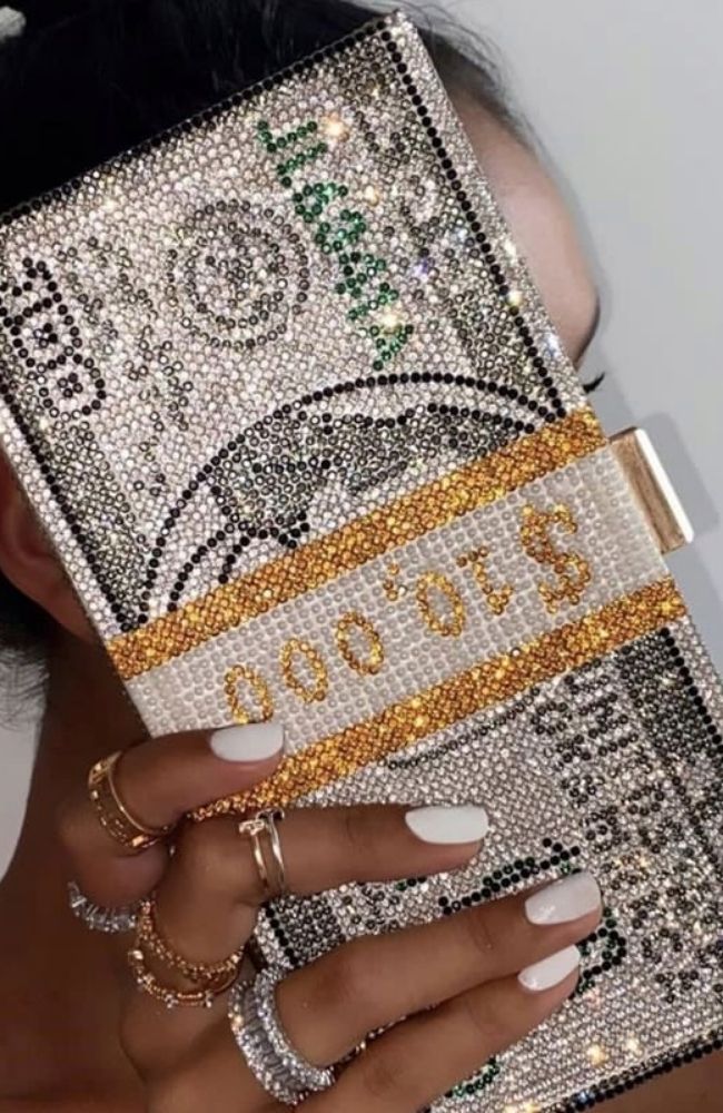 Bedazzled money online bag