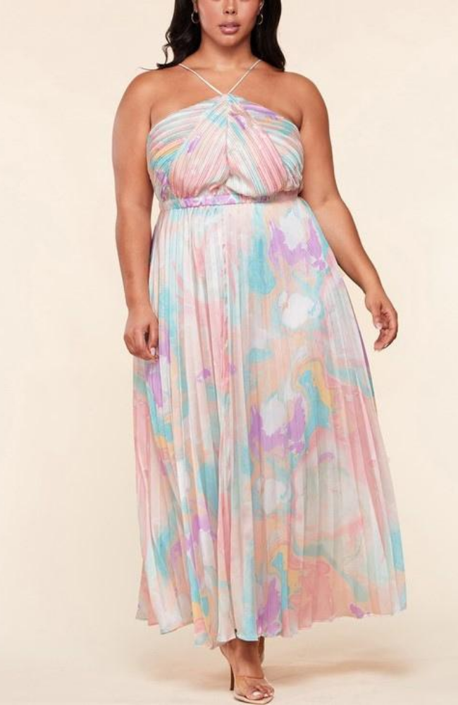 Pastel maxi dress plus size best sale