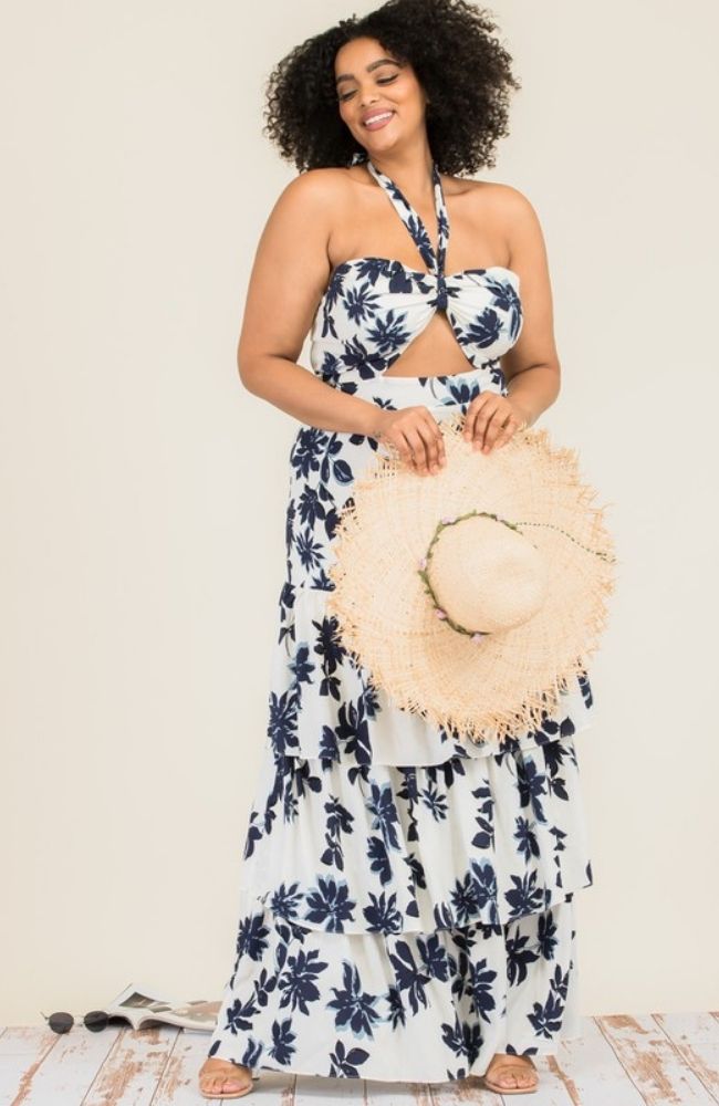 CHLOE TIERED HALTER MAXI