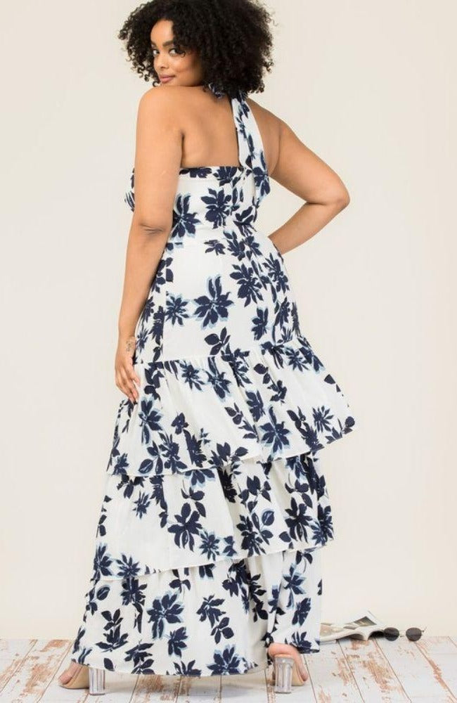 tiered halter maxi dress CHLOE TIERED HALTER MAXI