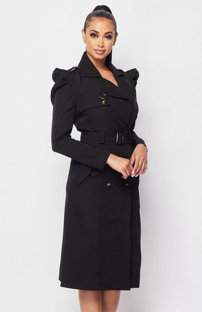 Puff sleeve trench coat best sale