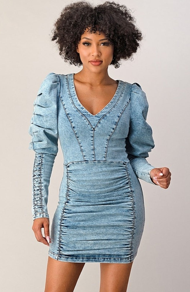 AMAI DENIM MINI DRESS – Sweet Peach Boutique