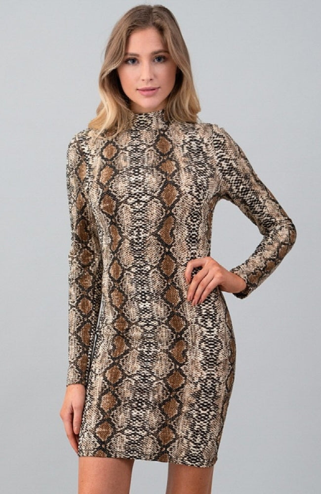 long sleeve snake print bodycon dress Snake Print Midi Dress | Snake Print Bodycon Midi Dress