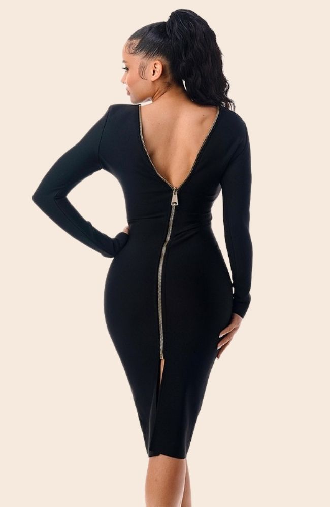 black long sleeve bandage dress SASHA BANDAGE DRESS – Sweet Peach Boutique